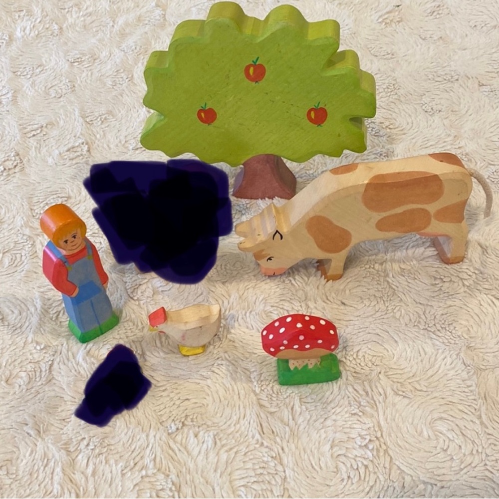 Holztiger Waldorf Inspired Wooden Farm Toys